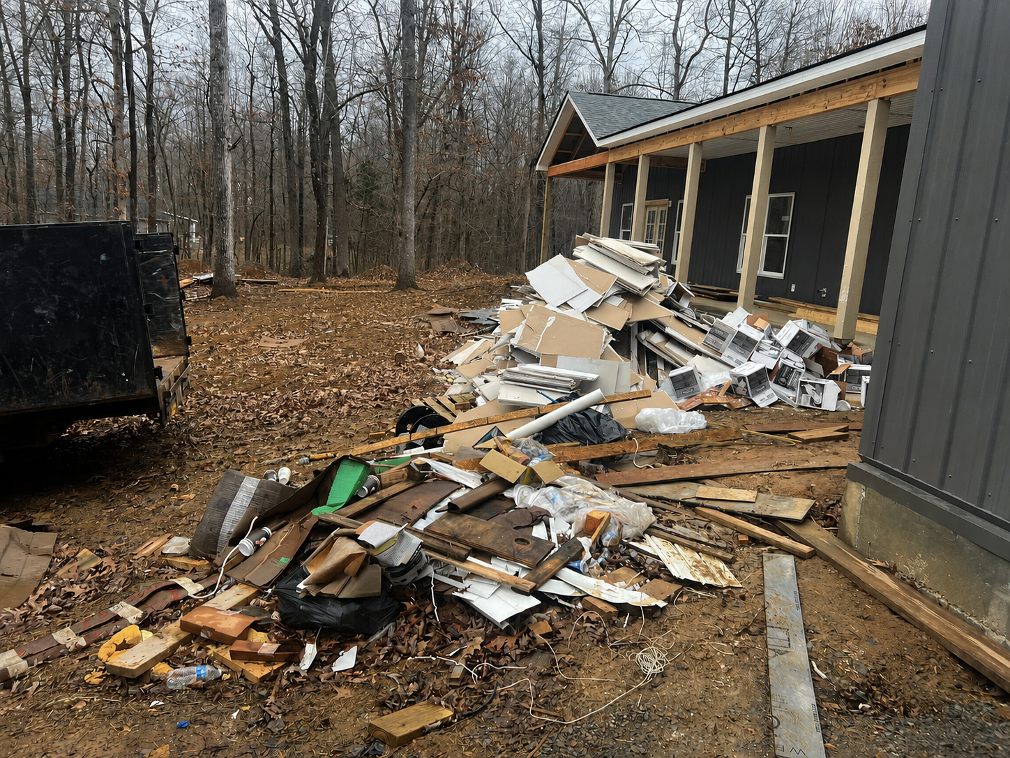 Debris before dumpster rental service